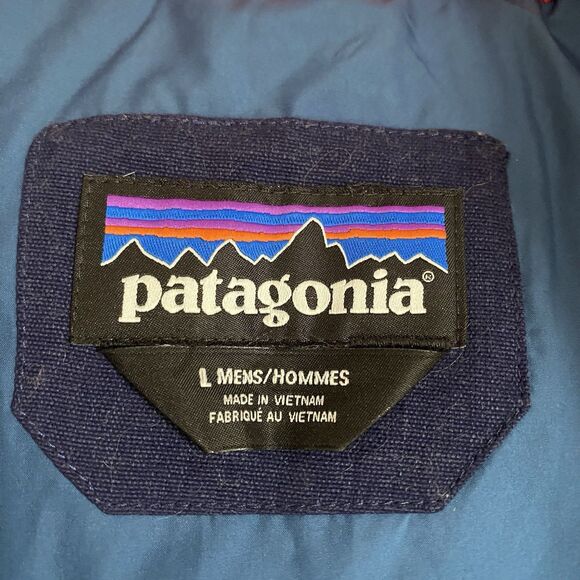 Patagonia Puffer Vest Jacket Men L Blue Red Down Duckdown Outdoor - Picture 3 of 13